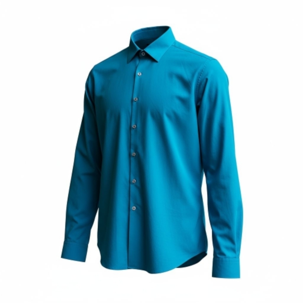 VH Flex Slim Fit Mens Dress Shirt Blue Green, Stretch, Size L 16-16 1/2 36-37
